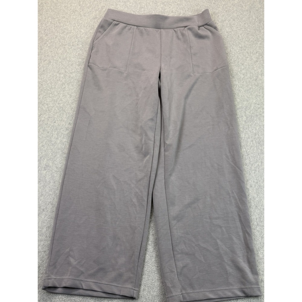 Mondetta Womens The Luxe Knit Tech Fleece Wide Leg Pant Gray Stretch Comfort L